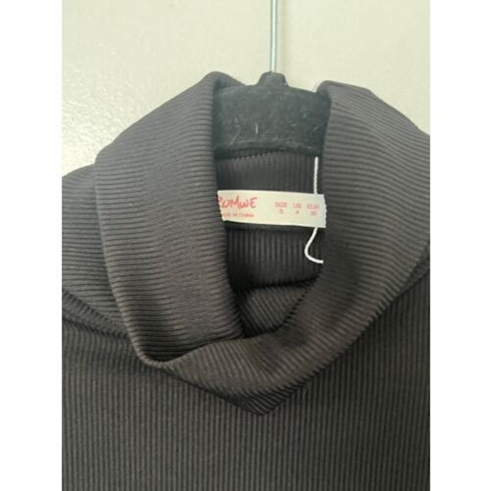 Romwe Women’s Cowl Neck Black Crop Top Size L NWT - Picture 5 of 5